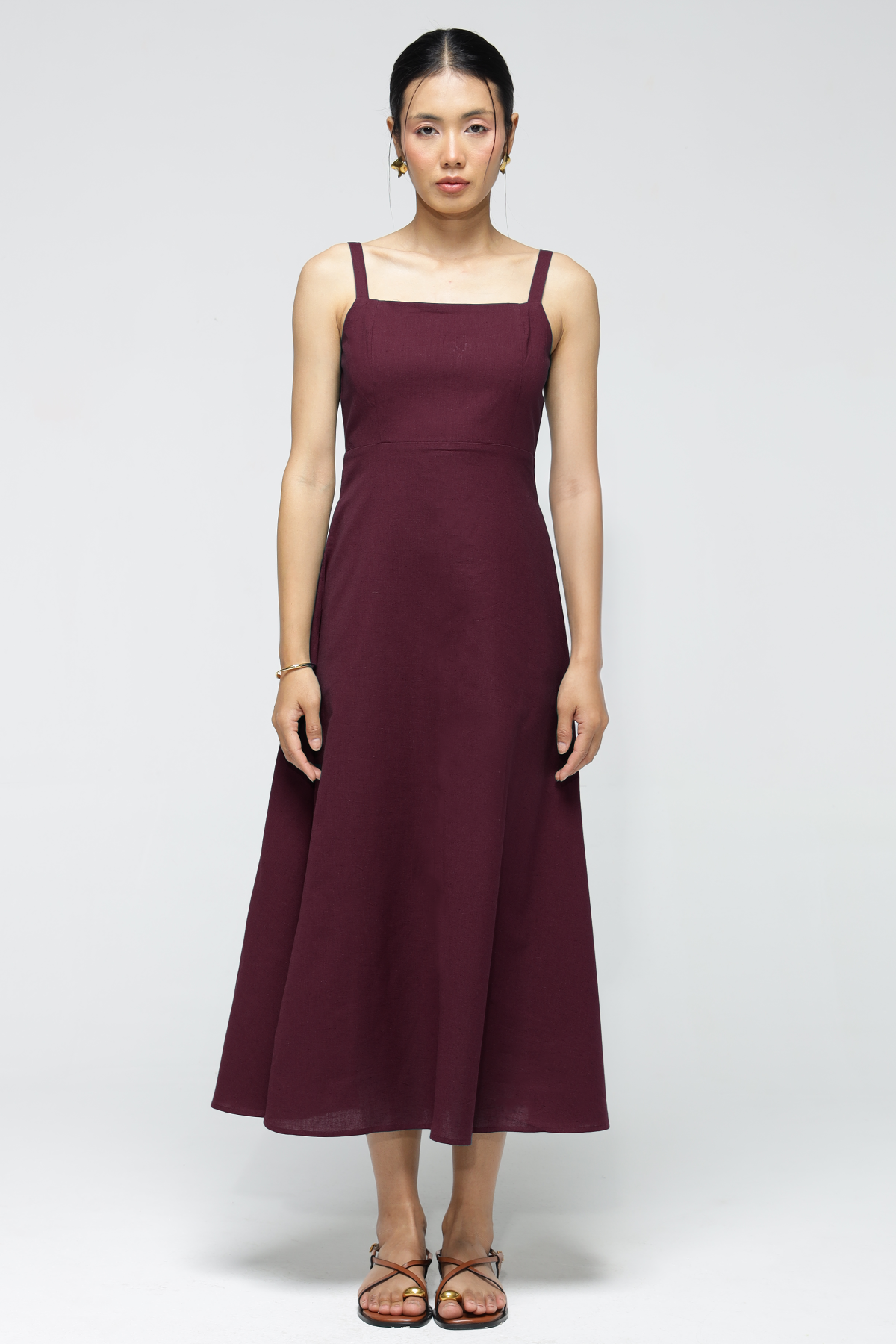 Fiora Linen Dress : Merlot
