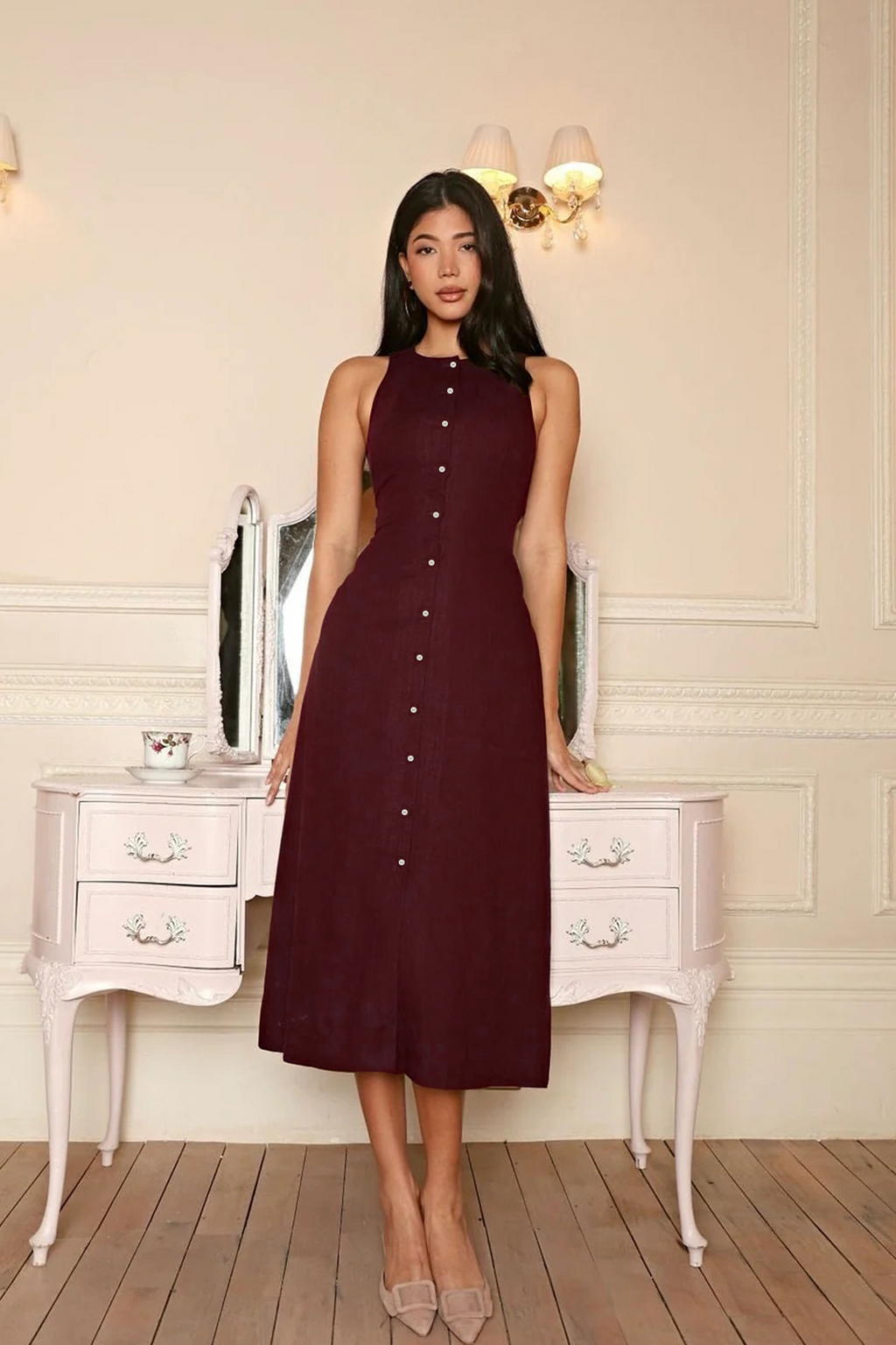 Jeany Shirt Dress : Merlot