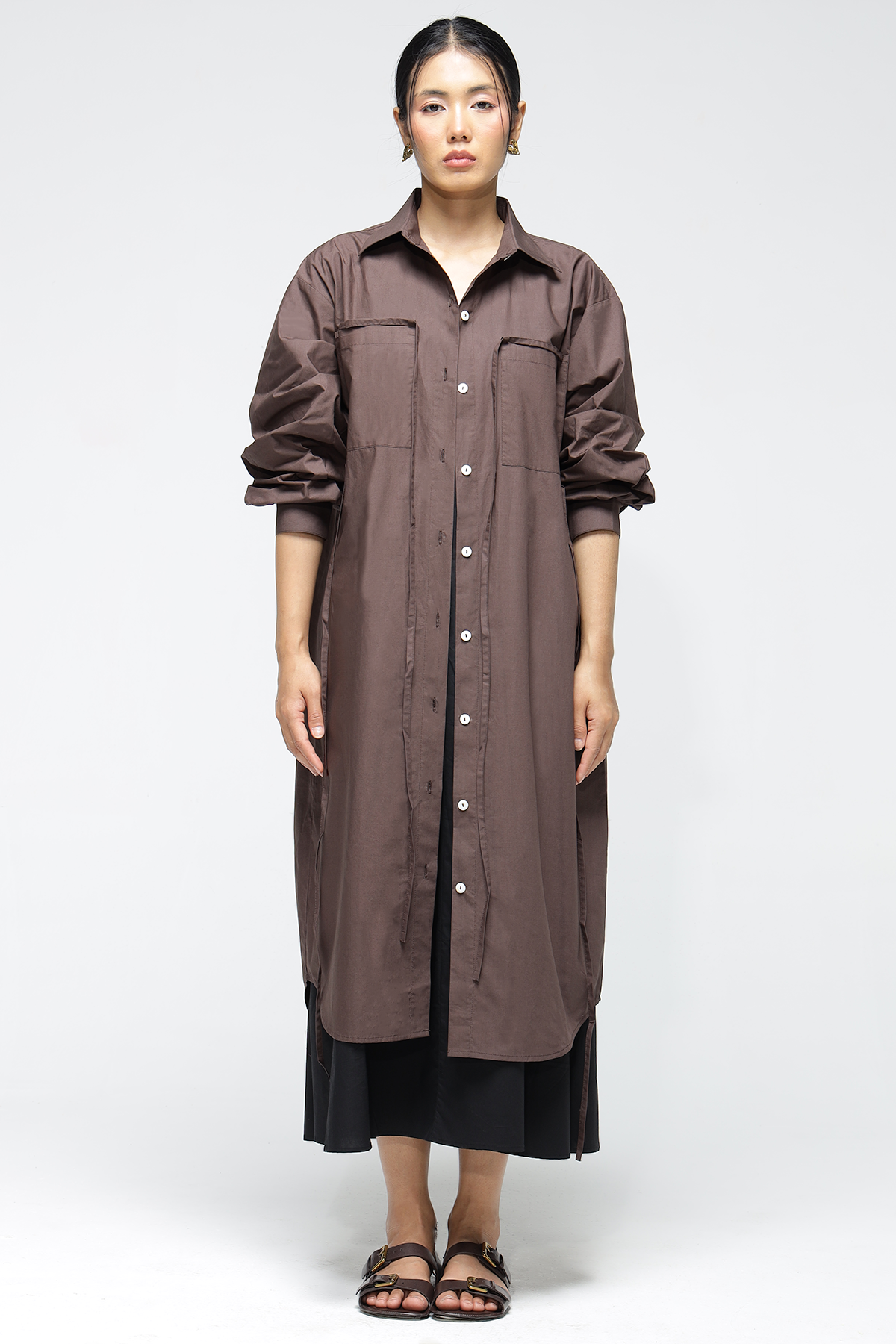 Elliot Shirt Dress : Cocoa