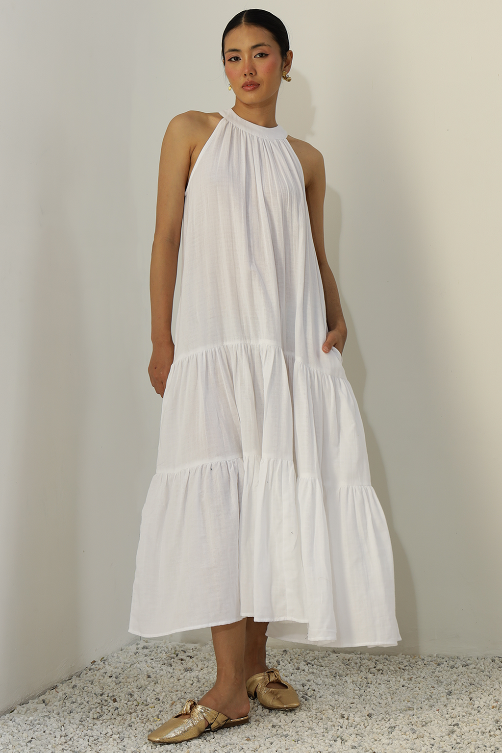 Everett Pocket Dress : White