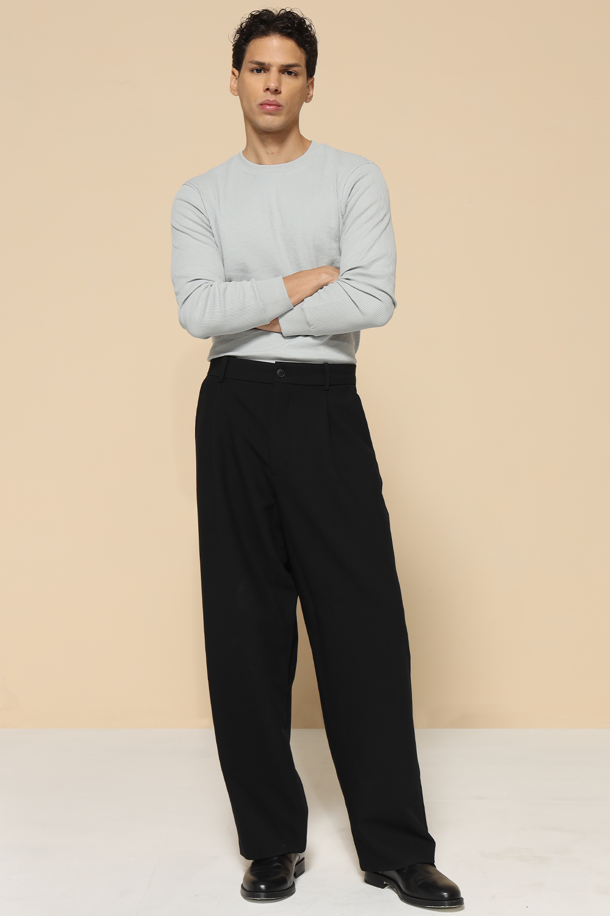 Waffle Long Sleeve T-Shirt - Grey
